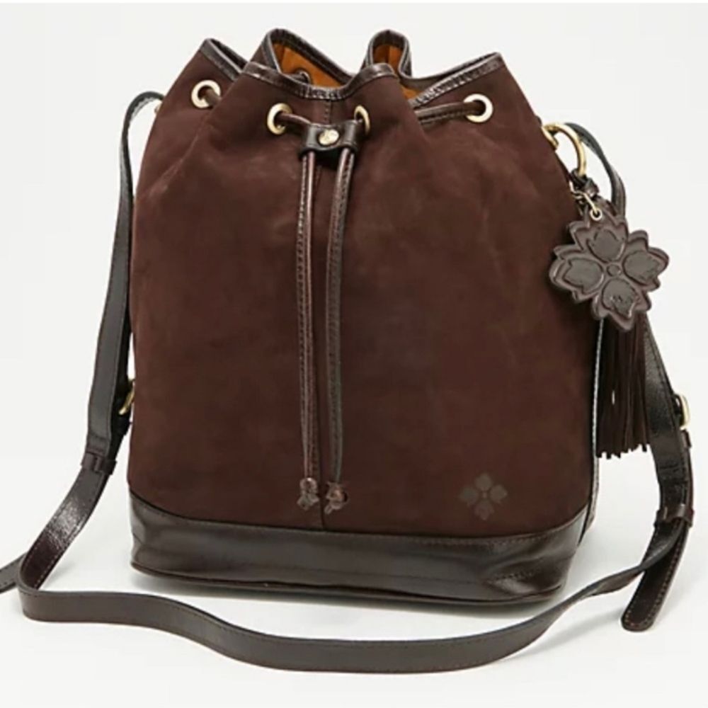 Patricia Nash Chocolate Brown Melrose Drawstring Floret Key Fob Large Bag - Picture 12 of 12
